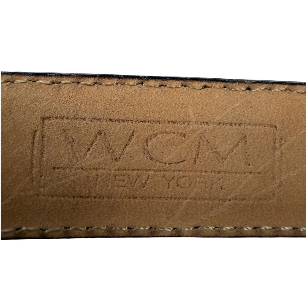 WCM New York‎ womens Black Crocodile Embossed Leather Belt Solid Brass Buckle